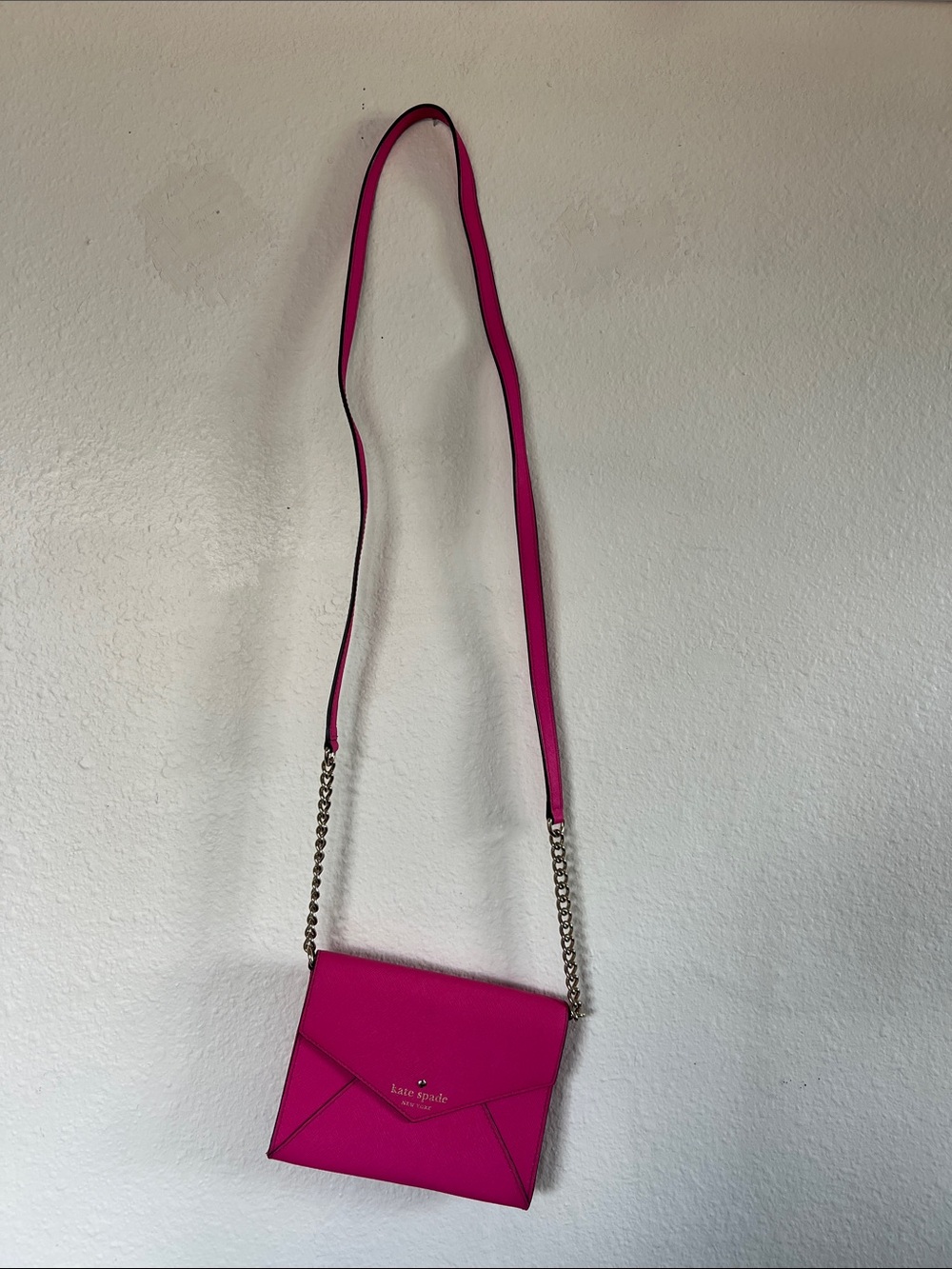 kate spade Hot Pink Chain Strap Saffiano Crossbody Envelope Bag